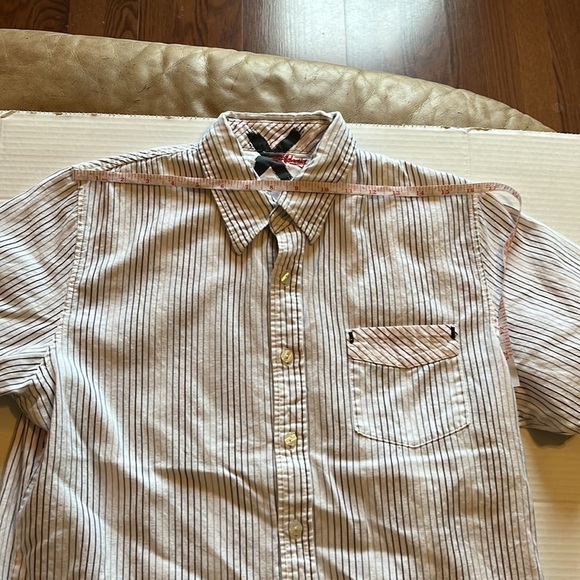 Billabong-medium-multicolor striped button up shirt. Front pocket - Picture 10 of 11